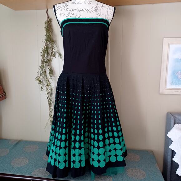 Ruby Rox Retro Style Dress Strapless Black Green Pinup Halloween Goth Vintage - Picture 1 of 10